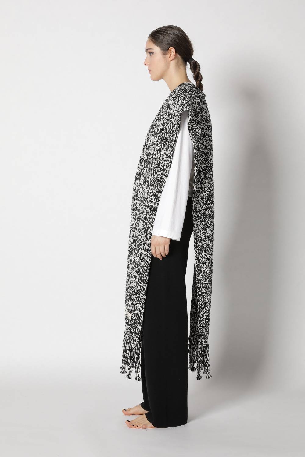Sminfinity Stretchy Crewneck + Milano Palazzo Pants + Contrast Mouliné Scarf