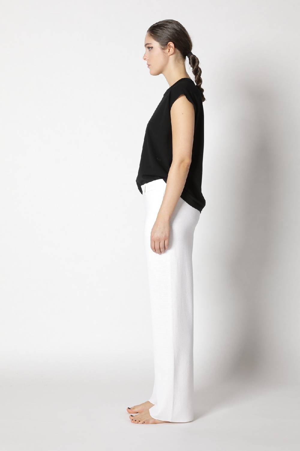 Sminfinity Stretchy Shell Top + Contrast Mouliné Scarf + Milano Palazzo Pants