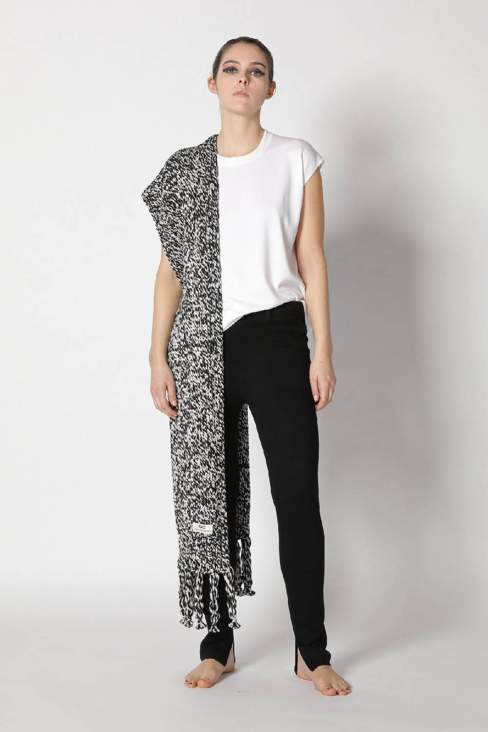 Sminfinity Stretchy Shell Top + Milano Slim Cut Pants + Contrast Mouliné Scarf