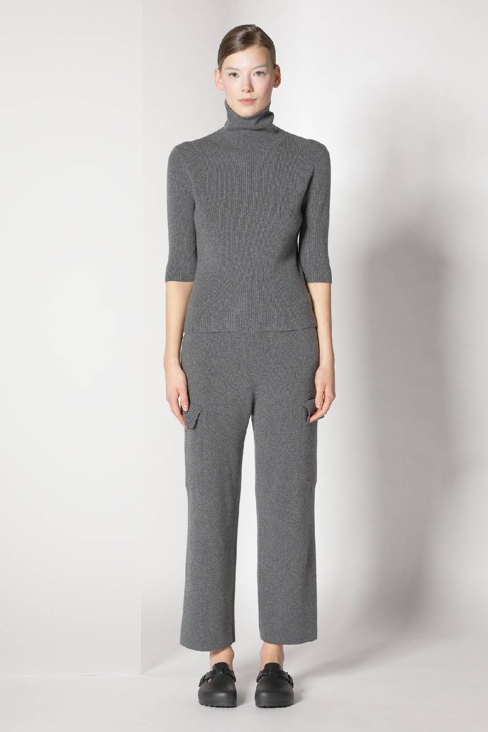 Sminfinity Tweed Crew Jacket + Chilly Fitted Turtleneck + Chilly Cargo Pants