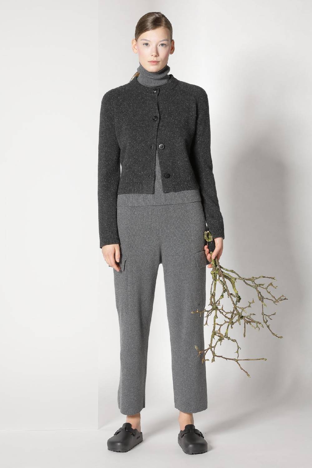 Sminfinity tweed crew jacket + chilly fitted turtleneck + chilly cargo pants