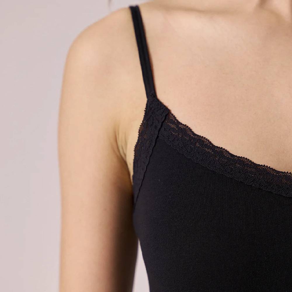 Snocks Damen Unterhemd Mit Spitze Aus Bio-Baumwolle