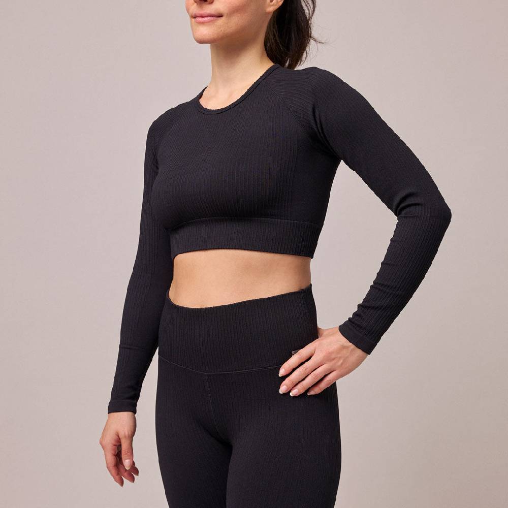 Snocks Geripptes Sportshirt Langarm Damen Aus Recyceltem Polyamid