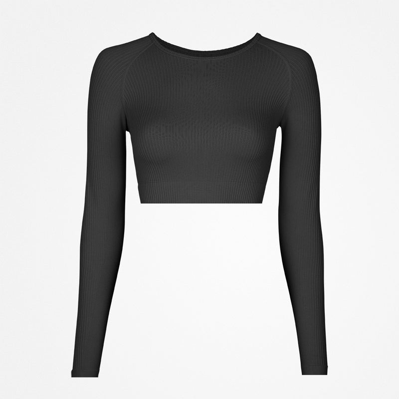 Snocks Geripptes Sportshirt langarm Damen aus recyceltem Polyamid