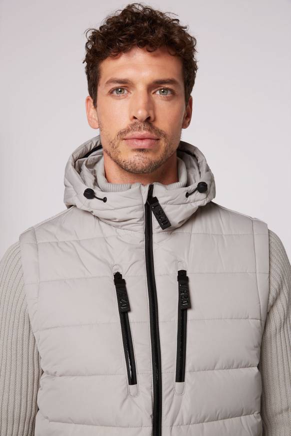 Soccx 2-in-1 Steppweste Mit Abtrennbaren Ärmeln Light Grey