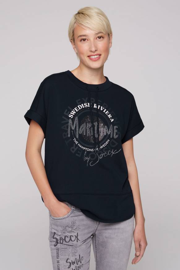 Soccx Ärmelloses Shirt mit Artwork aus Schmucksteinen blue navy