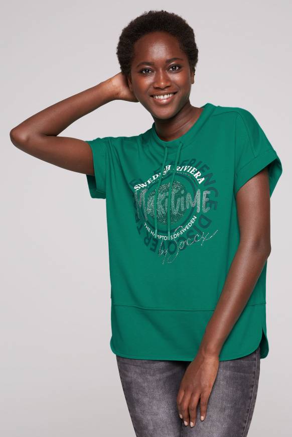 Soccx Ärmelloses Shirt mit Artwork aus Schmucksteinen bottle green