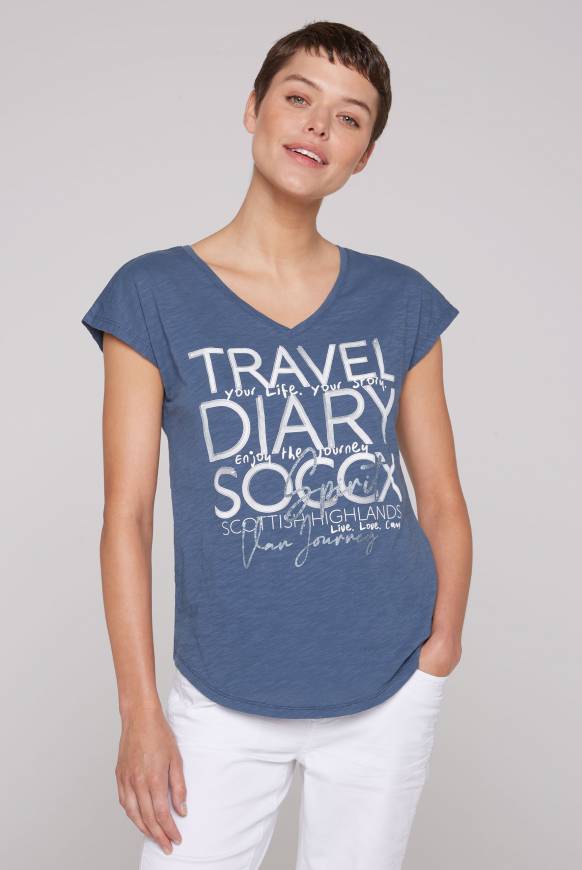 Soccx Ärmelloses Shirt mit V-Ausschnitt und Artwork blue haze