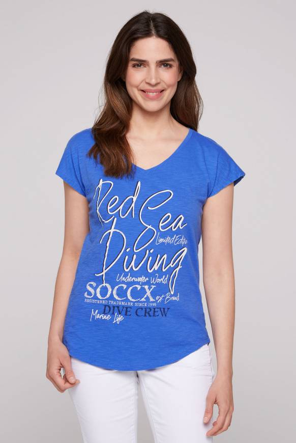 Soccx Ärmelloses Shirt mit V-Ausschnitt und Artwork deep sky