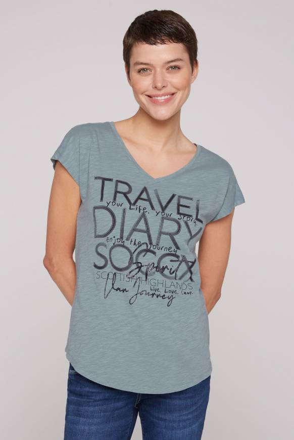 Soccx Ärmelloses Shirt mit V-Ausschnitt und Artwork grey green