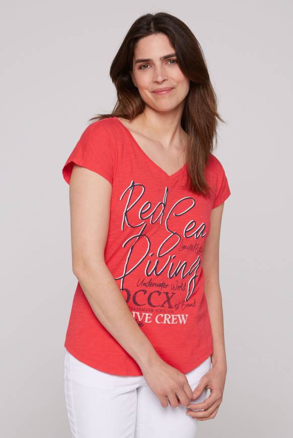 Soccx Ärmelloses Shirt mit V-Ausschnitt und Artwork skipper red