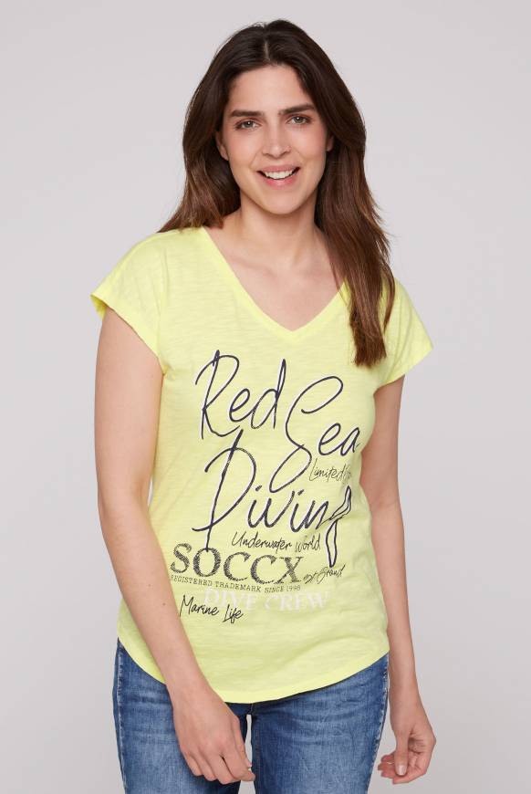 Soccx Ärmelloses Shirt mit V-Ausschnitt und Artwork sunlight
