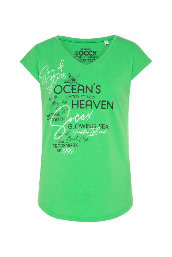 Soccx Ärmelloses V-Shirt Mit Print Artwork Bright Kiwi S