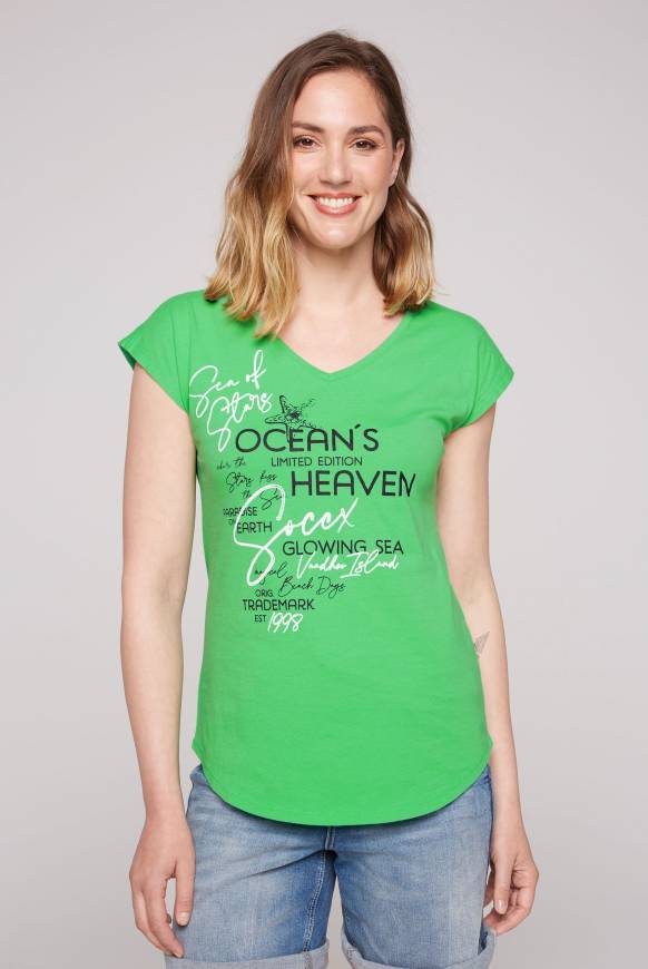 Soccx Ärmelloses V-Shirt mit Print Artwork bright kiwi S