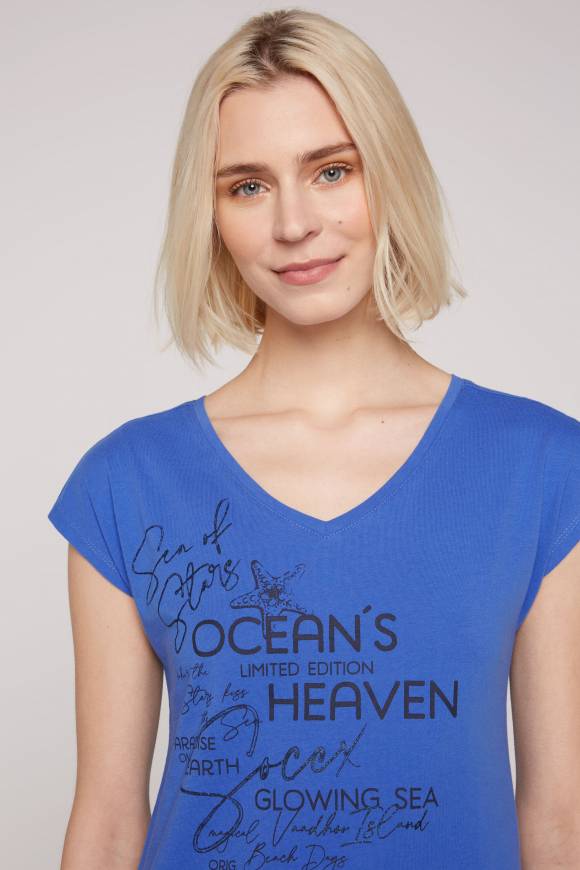 Soccx Ärmelloses V-Shirt Mit Print Artwork Heaven Blue
