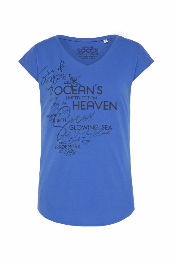 Soccx Ärmelloses V-Shirt Mit Print Artwork Heaven Blue
