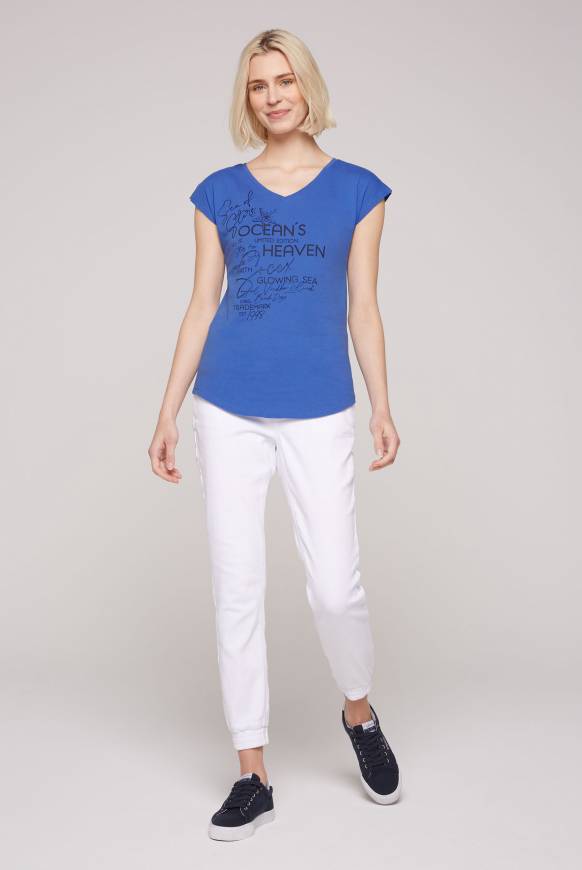 Soccx Ärmelloses V-Shirt Mit Print Artwork Heaven Blue