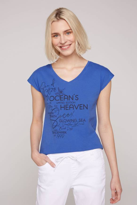 Soccx Ärmelloses V-Shirt mit Print Artwork heaven blue