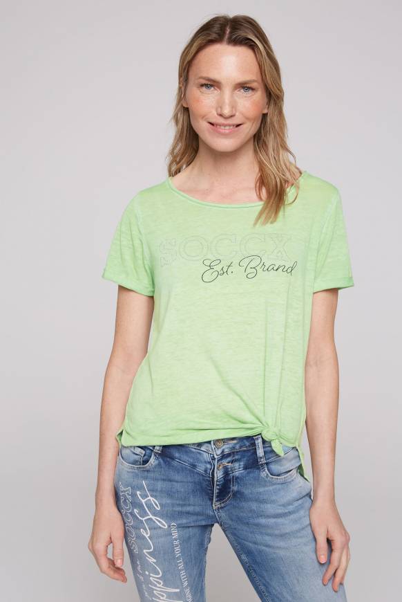 Soccx Ausbrenner-Shirt mit Logo aus Schmucksteinen light green