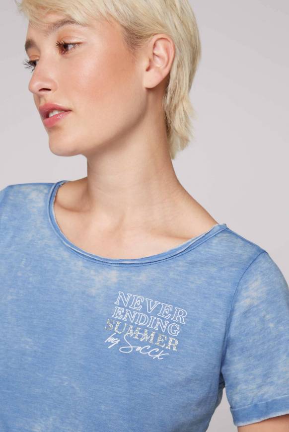 Soccx Ausbrenner-T-Shirt Mit Rücken-Print Airy Blue