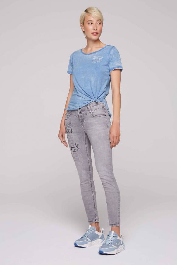 Soccx Ausbrenner-T-Shirt Mit Rücken-Print Airy Blue