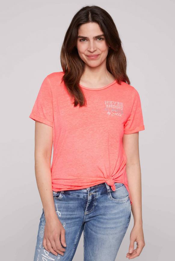 Soccx Ausbrenner-T-Shirt mit Rücken-Print neon pink