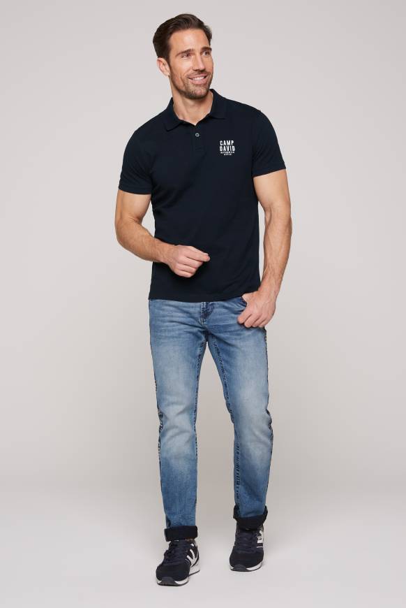 Soccx Basic Pikee-Polo Mit Logo-Stickerei Blue Navy
