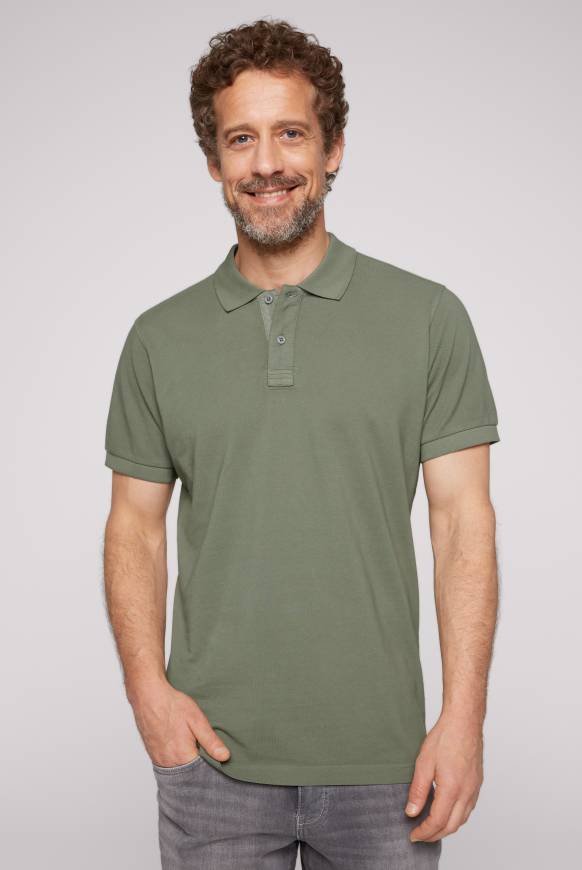 Soccx Basic Pikee-Polo mit Trikotkragen green olive