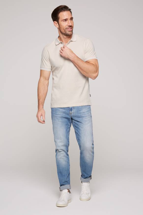 Soccx Basic Pikee-Polo Mit Trikotkragen Light Cappuccino