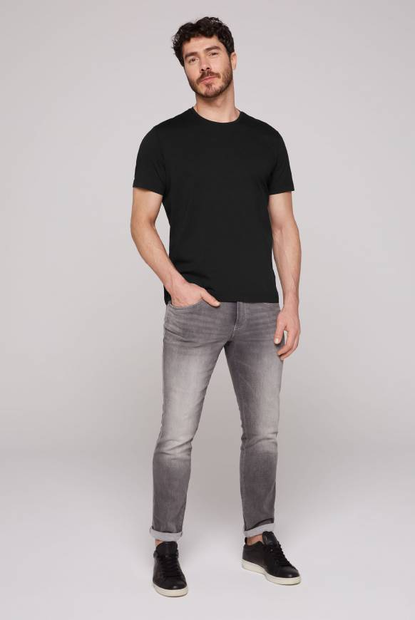 Soccx Basic T-Shirt Mit Rundhalsausschnitt, Doppelpack Black / Black