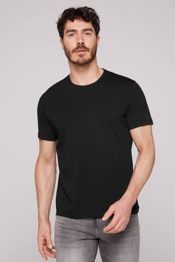 Soccx Basic T-Shirt mit Rundhalsausschnitt, Doppelpack black / black