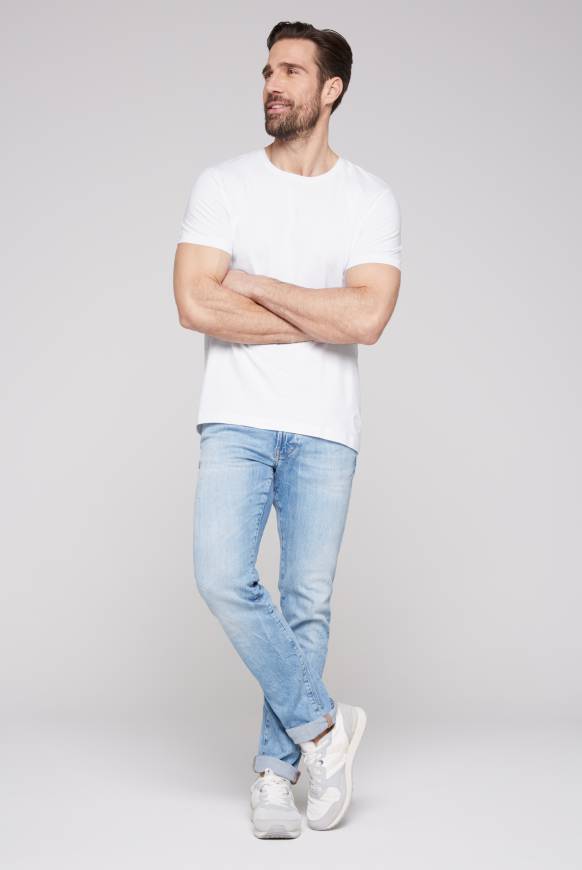 Soccx Basic T-Shirt Mit Rundhalsausschnitt, Doppelpack Optic White / Optic White