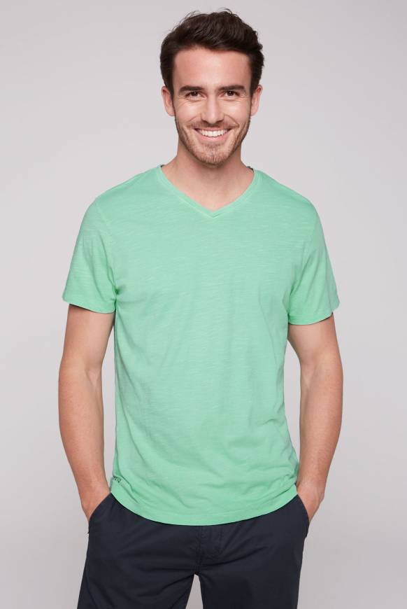 Soccx Basic T-Shirt mit V-Ausschnitt nordic green S