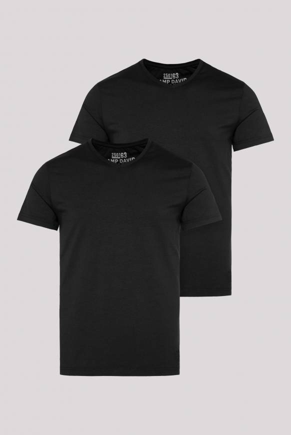 Soccx Basic T-Shirt Mit V-Neck, Doppelpack Black / Black