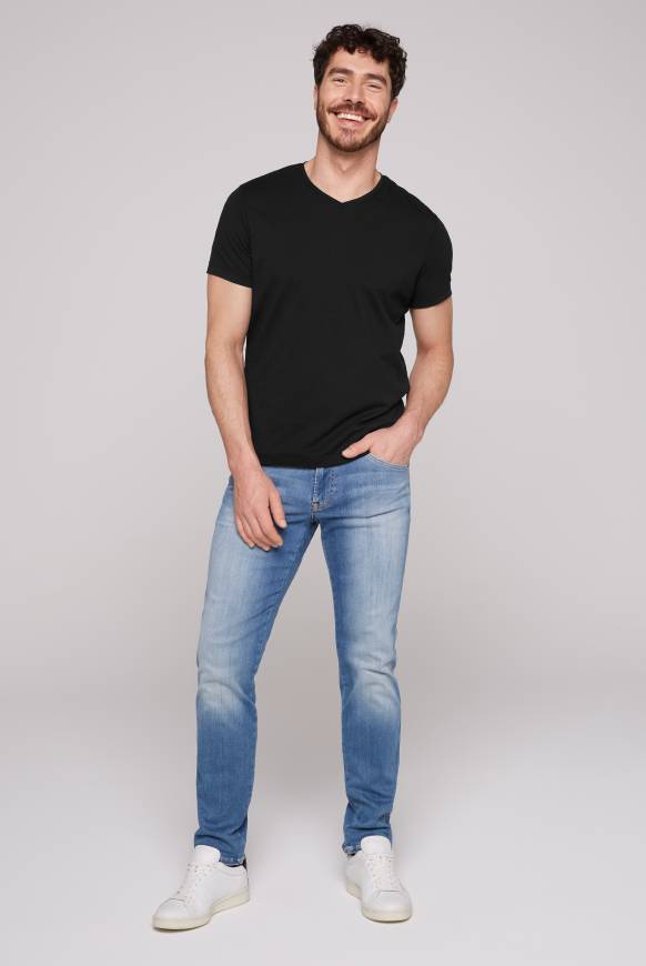 Soccx Basic T-Shirt Mit V-Neck, Doppelpack Black / Black