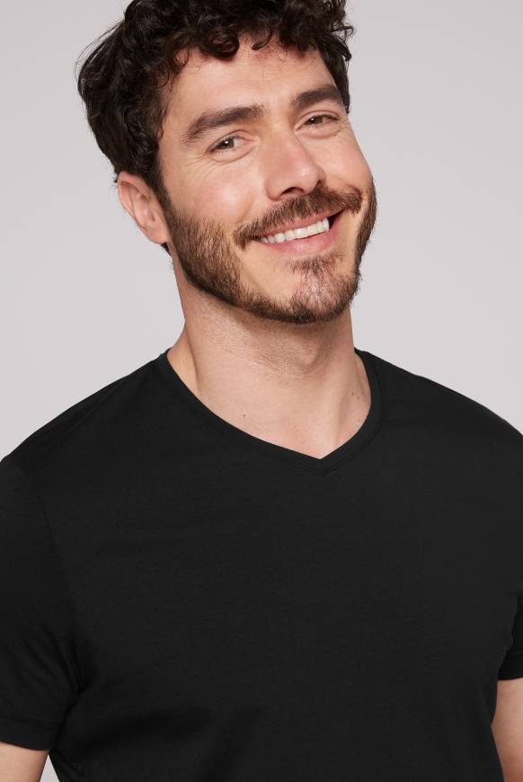 Soccx Basic T-Shirt Mit V-Neck, Doppelpack Black / Black