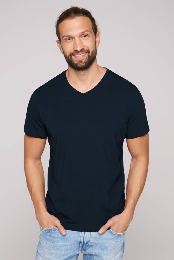 Soccx Basic T-Shirt mit V-Neck, Doppelpack blue navy / blue navy