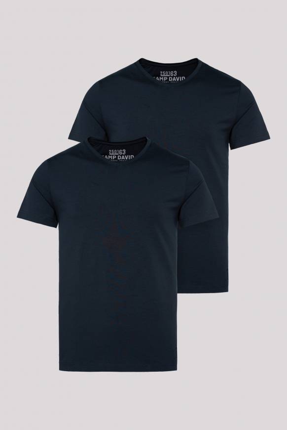 Soccx Basic T-Shirt Mit V-Neck, Doppelpack Blue Navy / Blue Navy