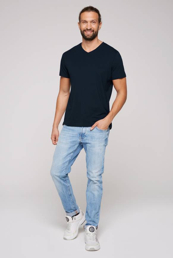 Soccx Basic T-Shirt Mit V-Neck, Doppelpack Blue Navy / Blue Navy