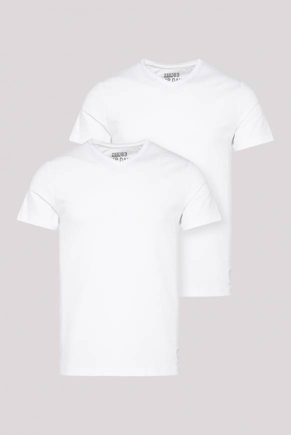 Soccx Basic T-Shirt Mit V-Neck, Doppelpack Optic White / Optic White