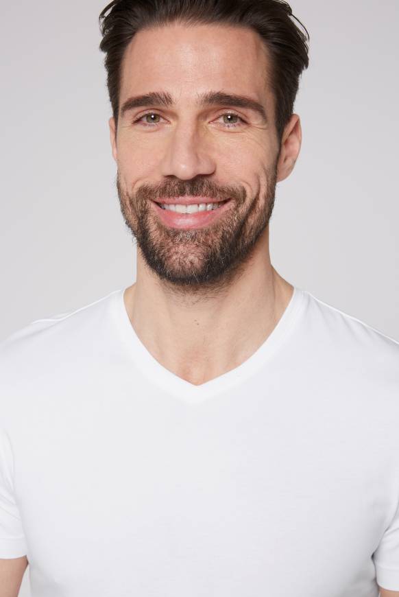 Soccx Basic T-Shirt Mit V-Neck, Doppelpack Optic White / Optic White