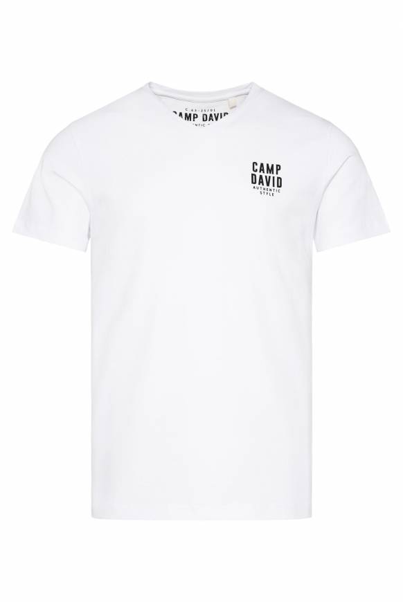 Soccx Basic T-Shirt V-Neck Mit Logo Print Opticwhite