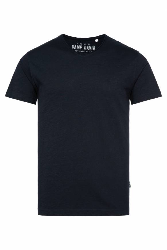 Soccx Basic T-Shirt V-Neck Mit Used-Kante Blue Navy