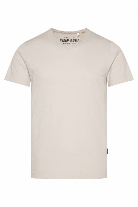 Soccx Basic T-Shirt V-Neck Mit Used-Kante Light Cappuccino