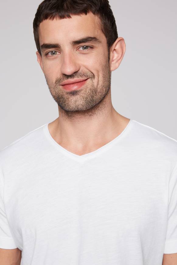 Soccx Basic T-Shirt V-Neck Mit Used-Kante Opticwhite