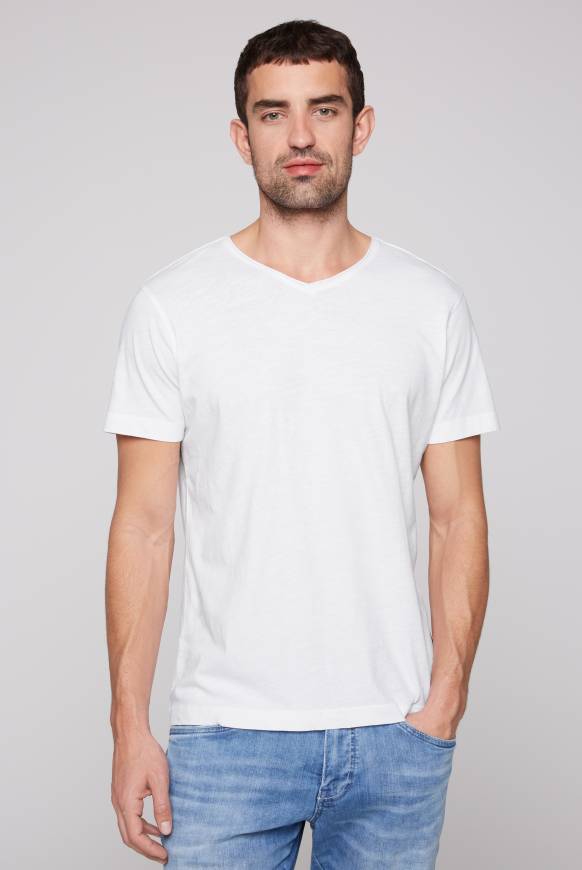 Soccx Basic T-Shirt V-Neck mit Used-Kante opticwhite