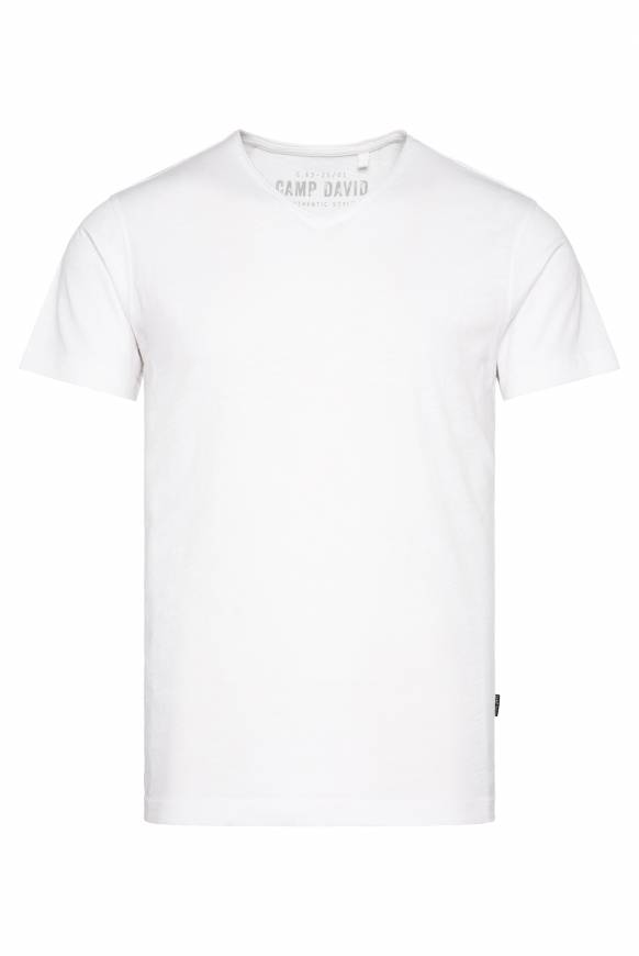 Soccx Basic T-Shirt V-Neck Mit Used-Kante Opticwhite