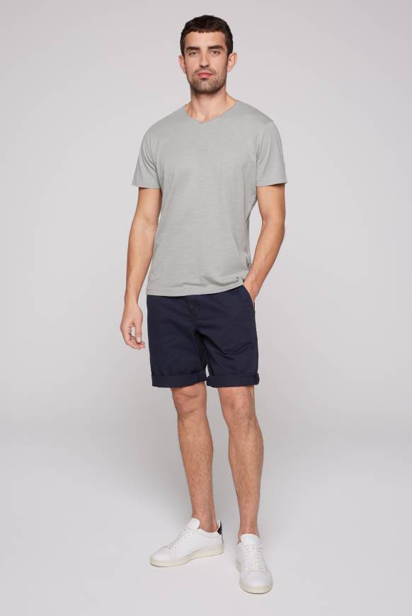 Soccx Basic T-Shirt V-Neck Mit Used-Kante Polo Grey