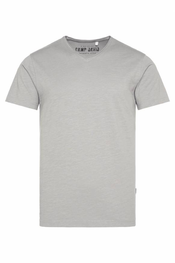 Soccx Basic T-Shirt V-Neck Mit Used-Kante Polo Grey