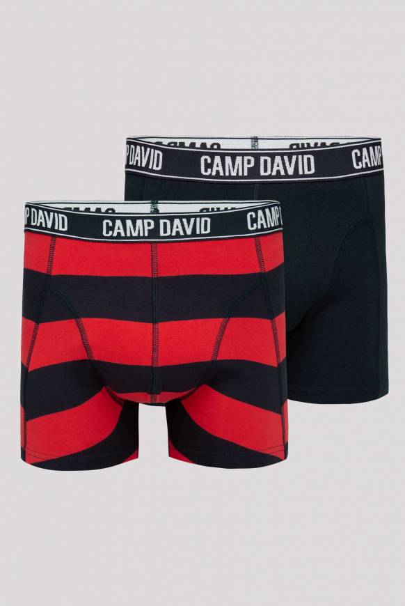 Soccx Boxershorts Mit Logo-Bund, 2er-Pack Navy Uni / Navy Red Stripes